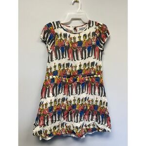 Johnnie B Boden Girls Nutcracker Toy Soldier Print Dress White Red Blue 11-12Y